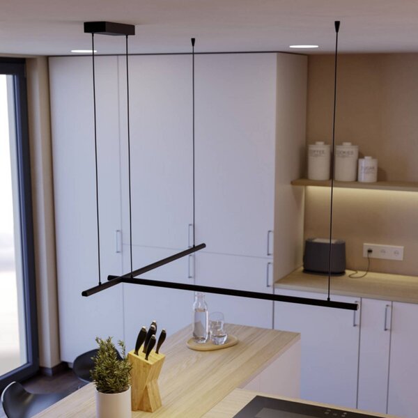 EGLO connect – inteligentny żyrandol LED FLATRON-Z, 150 cm, czarna możliwość ściemniania, czarny, salon / jadalnia, metal