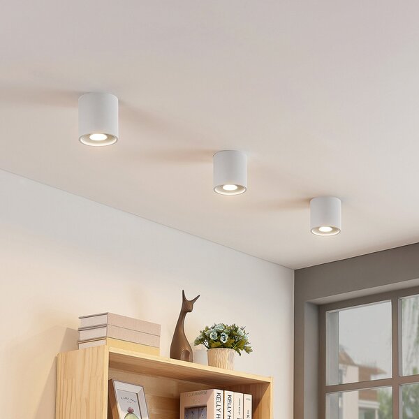 Lampa Sufitowa Lindby, Parvin, ściemnialny, biały, salon, metal, nowoczesny