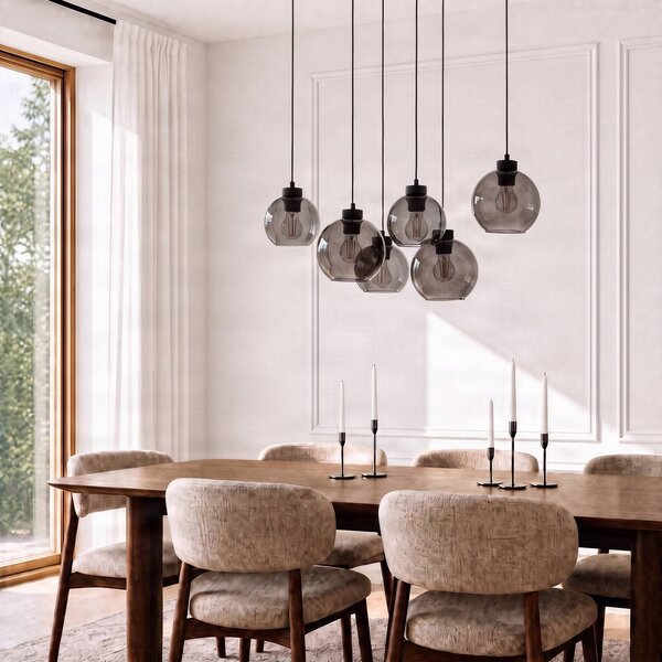 Lampa wisząca szklana Cubus TK Lighting, możliwość ściemniania, czarny, salon / jadalnia, szkło, nowoczesny