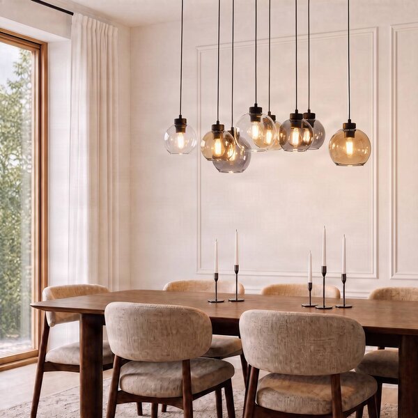 Lampa wisząca szklana Cubus TK Lighting, możliwość ściemniania, przezroczysty / transparentny, salon / jadalnia, szkło, nowoczesny