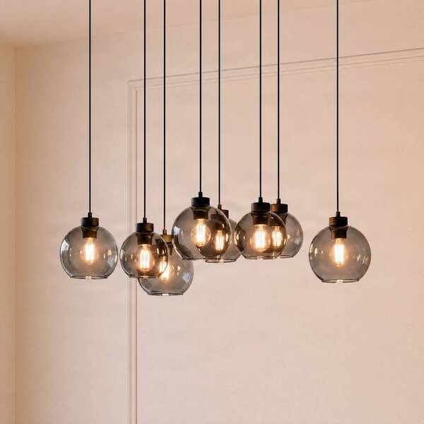 Lampa wisząca szklana Cubus TK Lighting, możliwość ściemniania, czarny, salon / jadalnia, szkło, nowoczesny