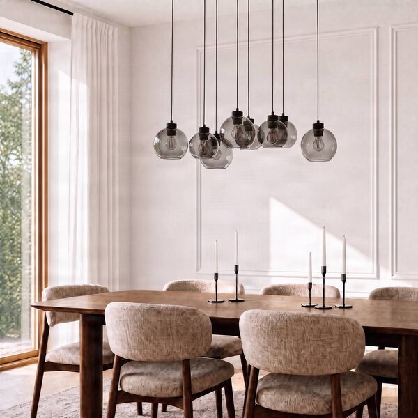Lampa wisząca szklana Cubus TK Lighting, możliwość ściemniania, czarny, salon / jadalnia, szkło, nowoczesny