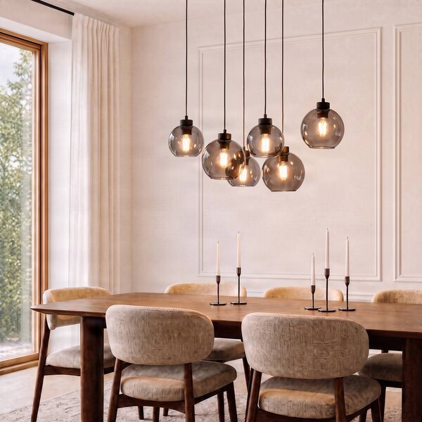 Lampa wisząca szklana Cubus TK Lighting, możliwość ściemniania, czarny, salon / jadalnia, szkło, nowoczesny