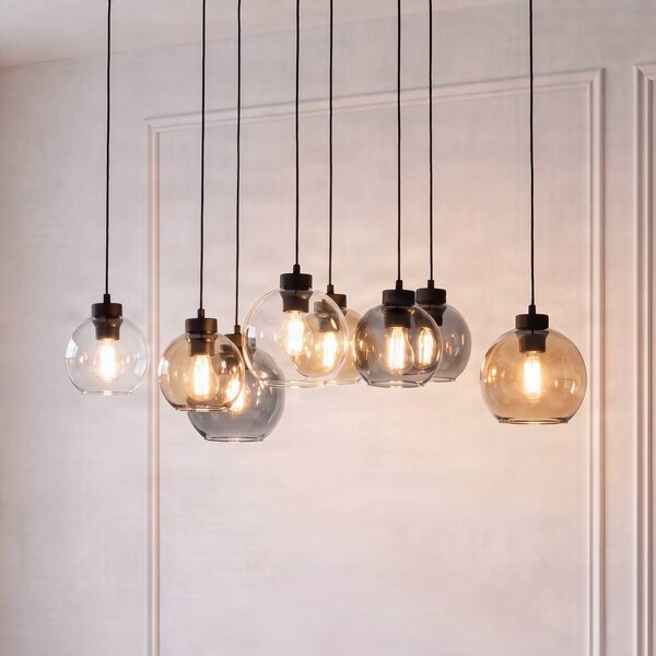 Lampa wisząca szklana Cubus TK Lighting, możliwość ściemniania, przezroczysty / transparentny, salon / jadalnia, szkło, nowoczesny