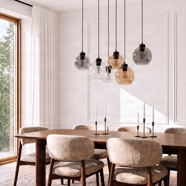 Lampa wisząca szklana Cubus TK Lighting, możliwość ściemniania, przezroczysty / transparentny, salon / jadalnia, szkło, nowoczesny