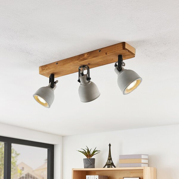Lampa Sufitowa Lindby, Mitis, ściemnialny, szary, salon, beton, industrialny