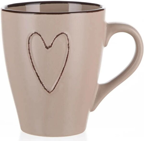 Banquet Kubek ceramiczny HEART 310 ml, 6 sztuk, beżowy