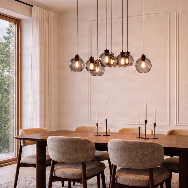 Lampa wisząca szklana Cubus TK Lighting, możliwość ściemniania, czarny, salon / jadalnia, szkło, nowoczesny