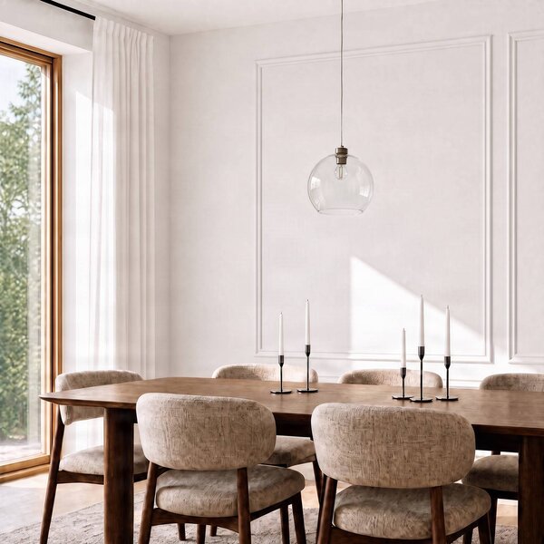 Lampa wisząca szklana Cubus TK Lighting, możliwość ściemniania, przezroczysty / transparentny, salon / jadalnia, szkło, nowoczesny
