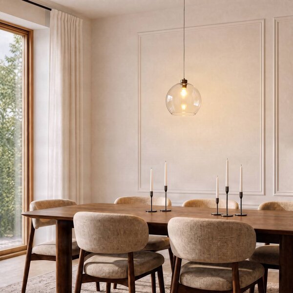 Lampa wisząca szklana Cubus TK Lighting, możliwość ściemniania, przezroczysty / transparentny, salon / jadalnia, szkło, nowoczesny