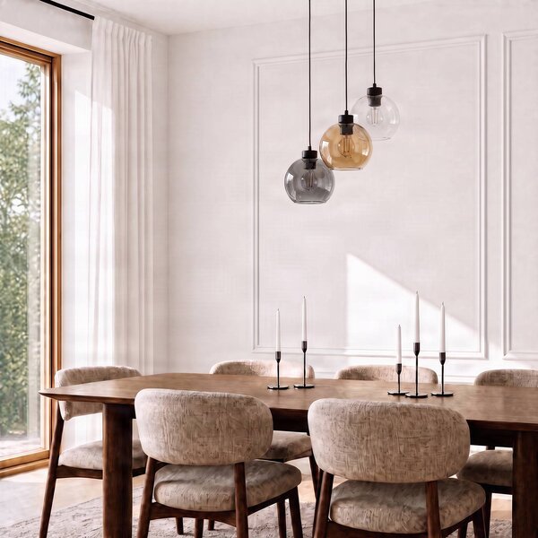 Lampa wisząca szklana Cubus TK Lighting, możliwość ściemniania, przezroczysty / transparentny, salon / jadalnia, szkło, nowoczesny