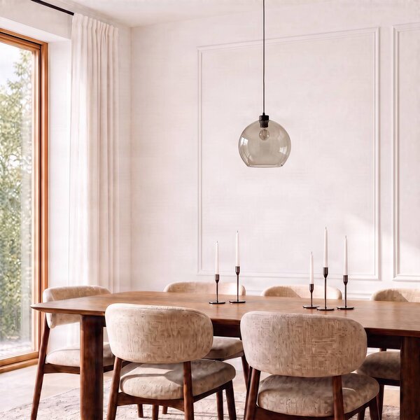 Lampa wisząca szklana Cubus TK Lighting, możliwość ściemniania, kremowy / amber, salon / jadalnia, szkło, nowoczesny