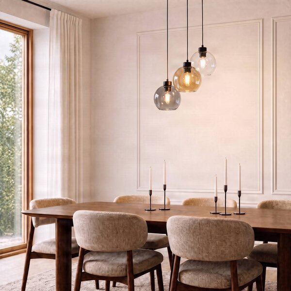 Lampa wisząca szklana Cubus TK Lighting, możliwość ściemniania, przezroczysty / transparentny, salon / jadalnia, szkło, nowoczesny