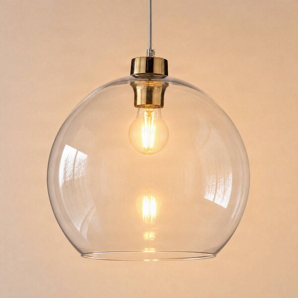 Lampa wisząca szklana Cubus TK Lighting, możliwość ściemniania, przezroczysty / transparentny, salon / jadalnia, szkło, nowoczesny