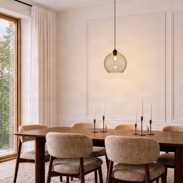 Lampa wisząca szklana Cubus TK Lighting, możliwość ściemniania, kremowy / amber, salon / jadalnia, szkło, nowoczesny