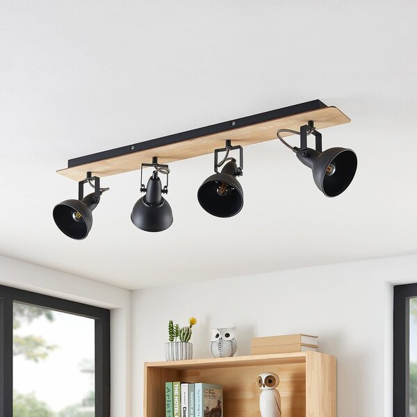 Lampa Sufitowa Lindby, Aylis, ściemnialny, czarny, salon, metal, industrialny