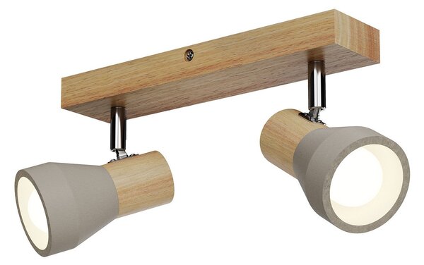 Lampa Sufitowa Lindby, Filiz, ściemnialny, drewniany, sypialnia, drewno, skandynawski