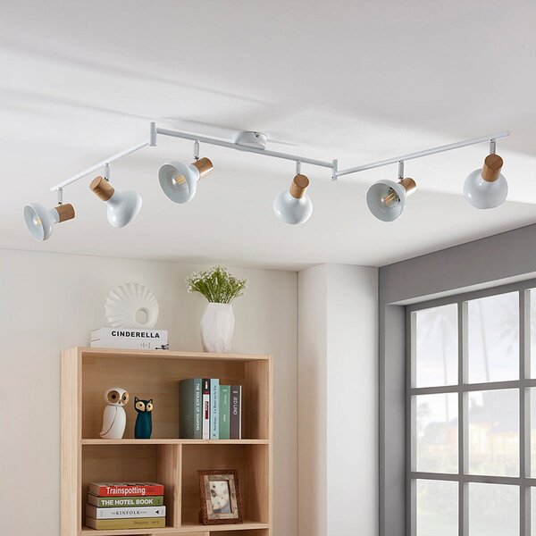 Lampa Sufitowa Lindby, Fridolin, ściemnialny, biały, kuchnia, metal, nowoczesny