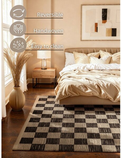 Czarno-kremowy ręcznie tkany dwustronny dywan z mieszanki juty 120x170 cm Rex – Hanse Home