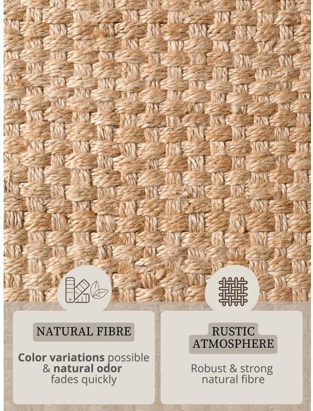 Chodnik z juty dwustronny/tkany ręcznie w naturalnym kolorze 80x300 cm Fjord – Hanse Home
