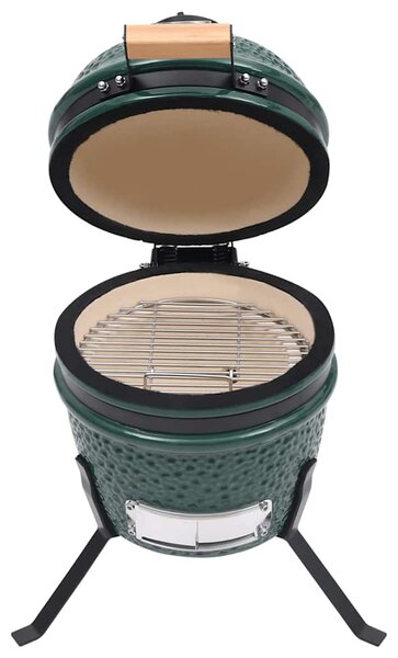Ceramiczny grill kamado z wędzarnią, 2-w-1, 56 cm, zielony