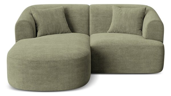 Zielony sztruksowy narożnik (lewostronny/z szezlongiem) Campi – Cosmopolitan Design