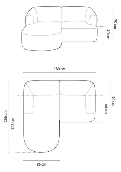 Zielony aksamitny narożnik (lewostronny/z szezlongiem) Campi – Cosmopolitan Design