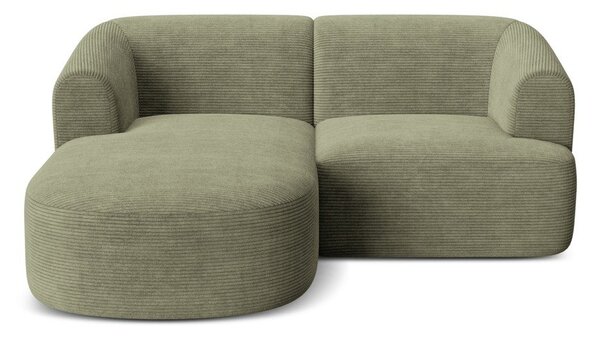 Zielony sztruksowy narożnik (lewostronny/z szezlongiem) Campi – Cosmopolitan Design