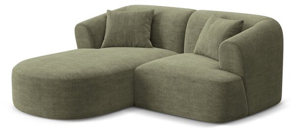 Zielony sztruksowy narożnik (lewostronny/z szezlongiem) Campi – Cosmopolitan Design