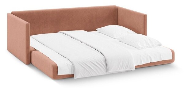 Różowa aksamitna rozkładana sofa 209 cm Shannon – Cosmopolitan Design