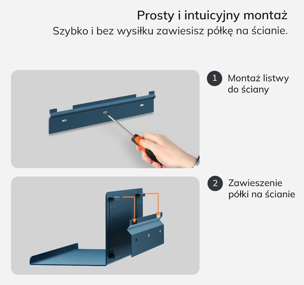 Półka wisząca JOANNE 400 mm, Modern: granatowa