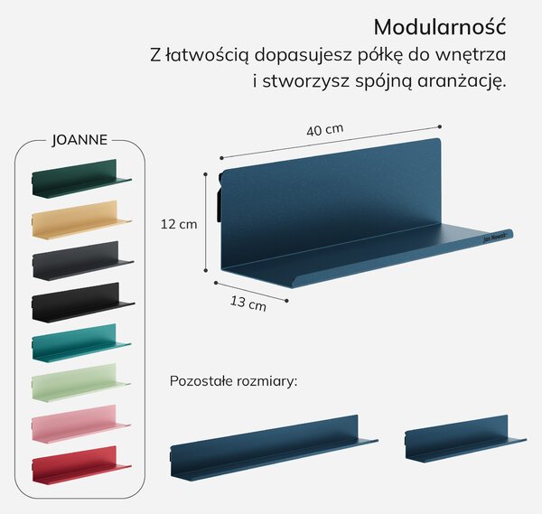 Półka wisząca JOANNE 400 mm, Modern: granatowa