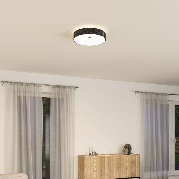 Lampa Sufitowa Paulmann, Malika, ściemnialny, czarny, salon, tkanina | tekstylia, nowoczesny