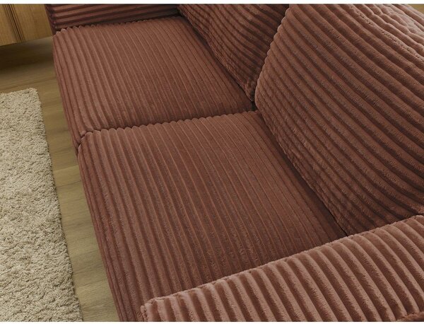 Pomarańczowa sztruksowa rozkładana sofa do spania 220 cm Hugo – Bobochic Paris