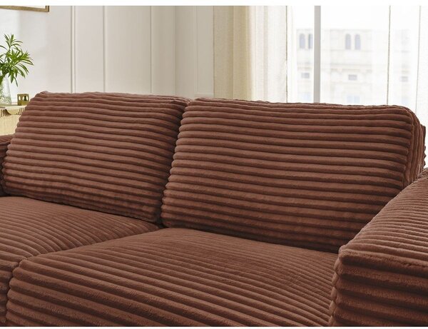 Pomarańczowa sztruksowa rozkładana sofa do spania 220 cm Hugo – Bobochic Paris