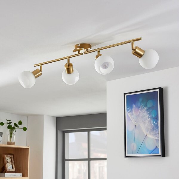 Lampa Sufitowa Lindby, Elaina, ściemnialny, złoty | mosiężny, salon, metal, nowoczesny