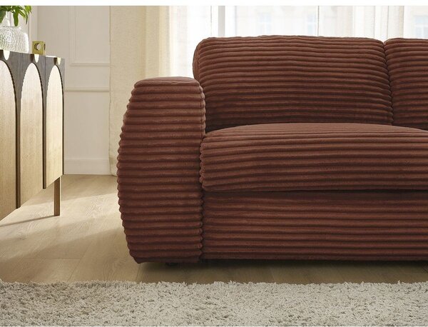 Pomarańczowa sztruksowa rozkładana sofa do spania 220 cm Hugo – Bobochic Paris
