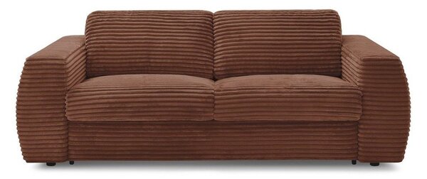 Pomarańczowa sztruksowa rozkładana sofa do spania 220 cm Hugo – Bobochic Paris