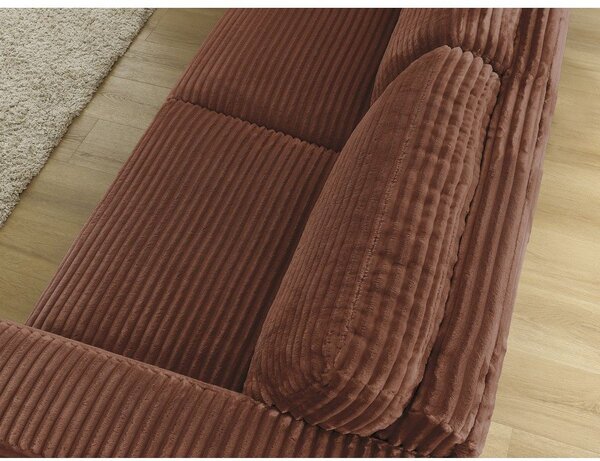Pomarańczowa sztruksowa rozkładana sofa do spania 220 cm Hugo – Bobochic Paris