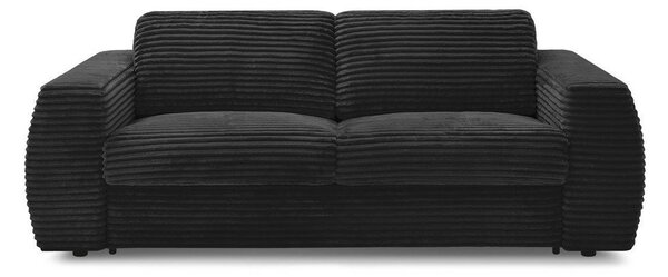 Czarna sztruksowa rozkładana sofa do spania 220 cm Hugo – Bobochic Paris