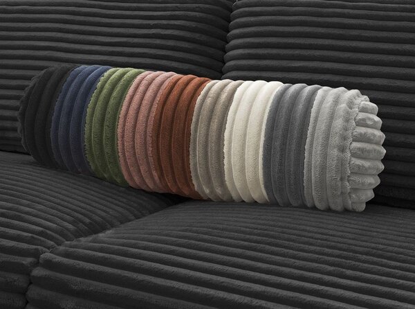 Czarna sztruksowa rozkładana sofa do spania 220 cm Hugo – Bobochic Paris