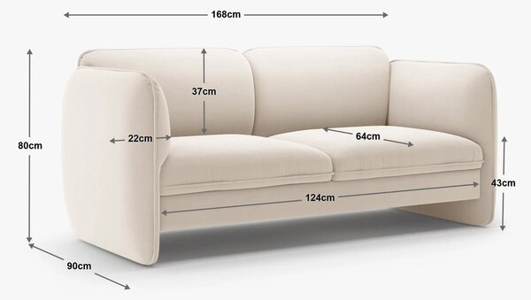 Niebieska sofa z tkaniny szenilowej 168 cm Georgia – Micadoni