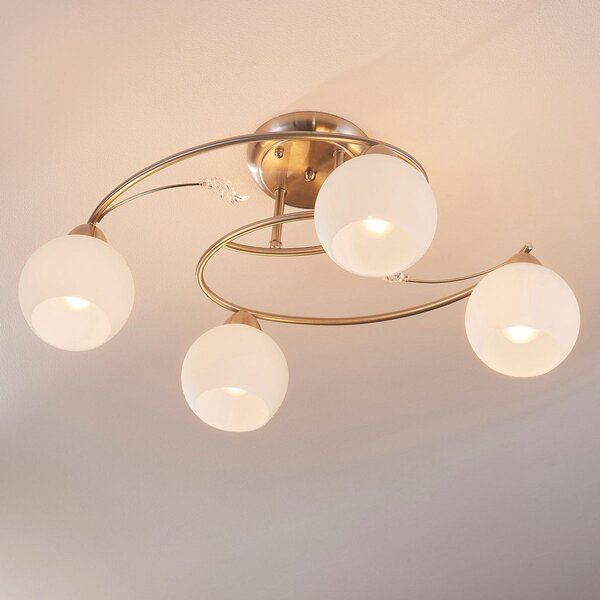 Lampa Sufitowa Lindby, Svean, ściemnialny, szary, salon, szkło, nowoczesny