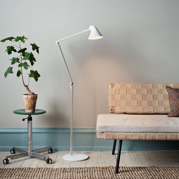Lampa Podłogowa Louis Poulsen, NJP, ściemnialny, biały, salon, metal, design