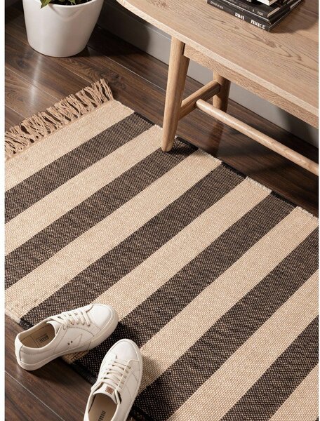 Czarno-kremowy ręcznie tkany dwustronny chodnik z juty 80x200 cm Playa – Hanse Home