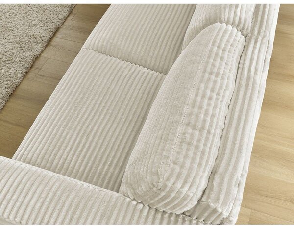 Beżowa sztruksowa rozkładana sofa do spania 220 cm Hugo – Bobochic Paris