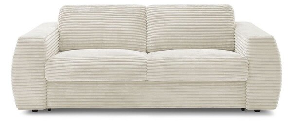 Beżowa sztruksowa rozkładana sofa do spania 220 cm Hugo – Bobochic Paris