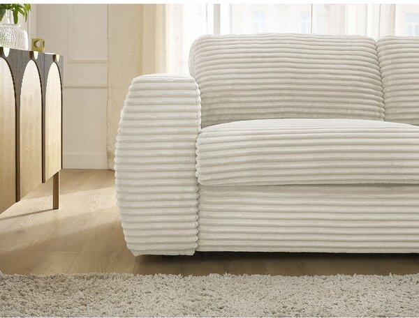 Beżowa sztruksowa rozkładana sofa do spania 220 cm Hugo – Bobochic Paris