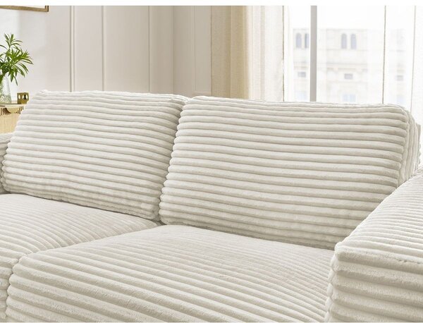 Beżowa sztruksowa rozkładana sofa do spania 220 cm Hugo – Bobochic Paris