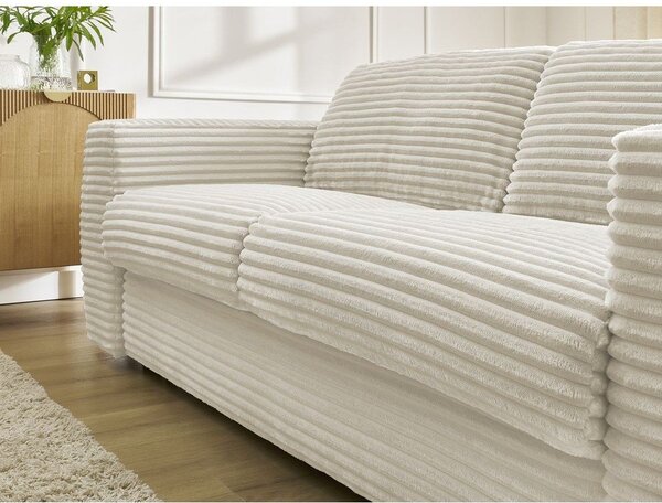 Beżowa sztruksowa rozkładana sofa do spania 220 cm Hugo – Bobochic Paris